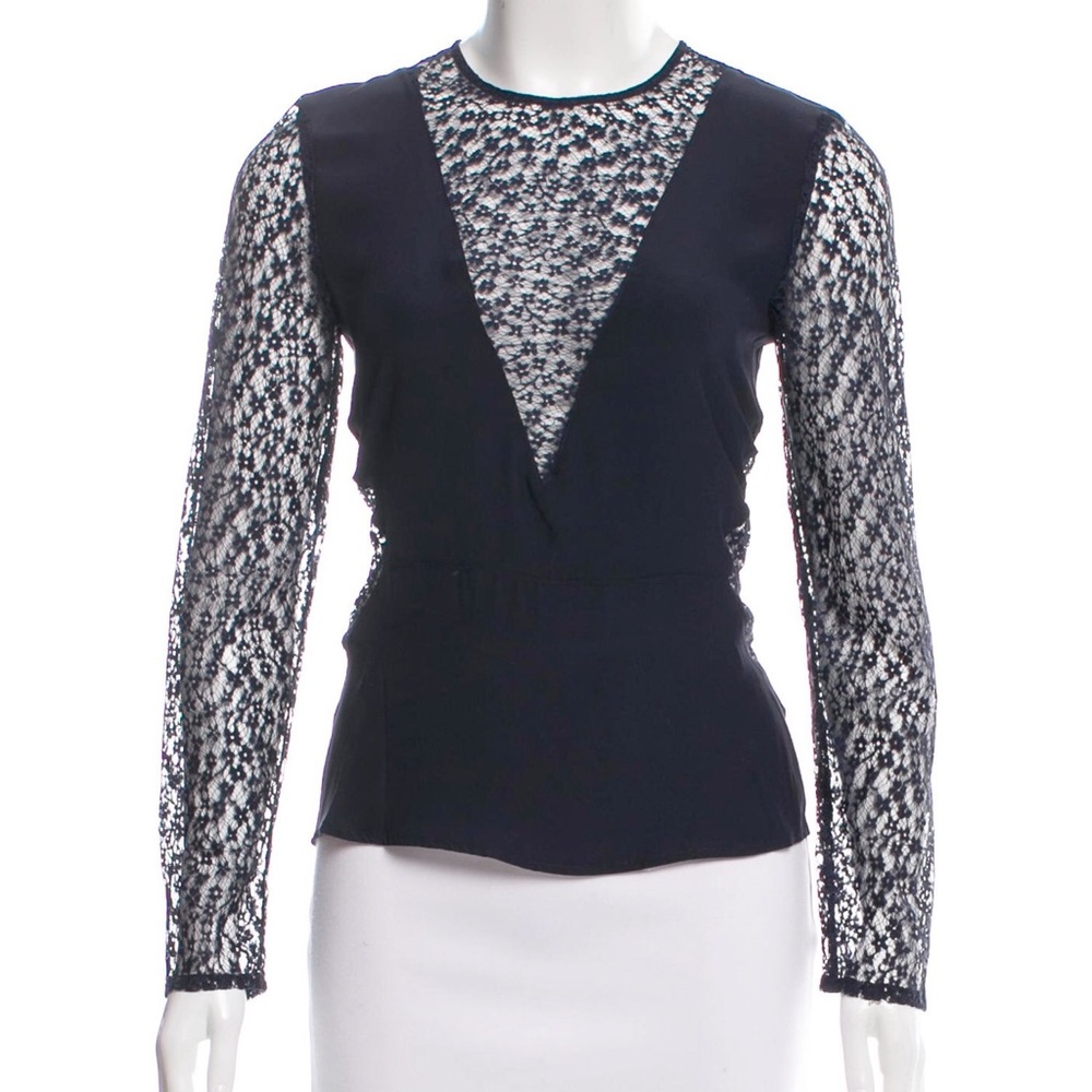 Jenni Kayne Navy Silk Lace Top Brand New w/ Tags